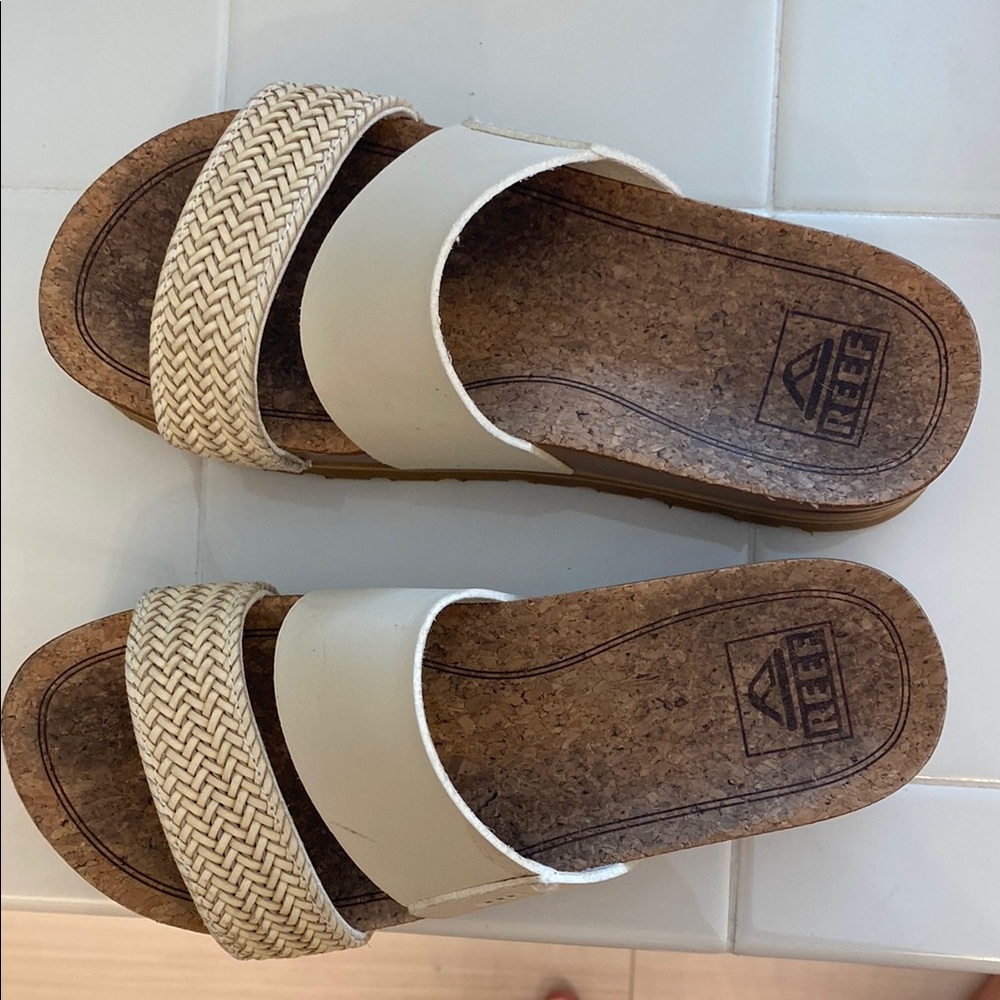 Reef Cream and Tan Sandals with Woven Upper